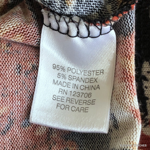 Black & dark Orange Printed LS Knit Top Small - Picture 6 of 7